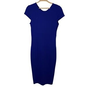 Felicity & Coco Royal Blue Bodycon Pencil Dress Small Double Zipper Back